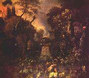 WITHOOS, Mathias Landscape with a Graveyard by Night oil painting artist